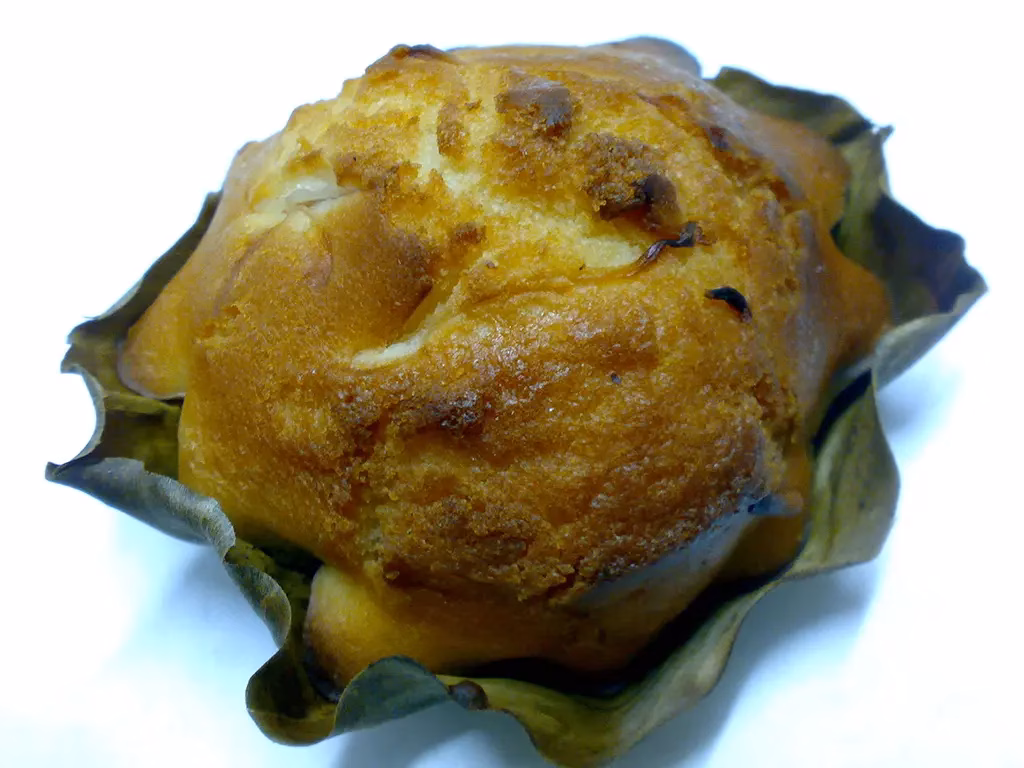 This is a Bibinka that is baked in a banana leaf. These can be found all over the Philippines and they are actually quite good.