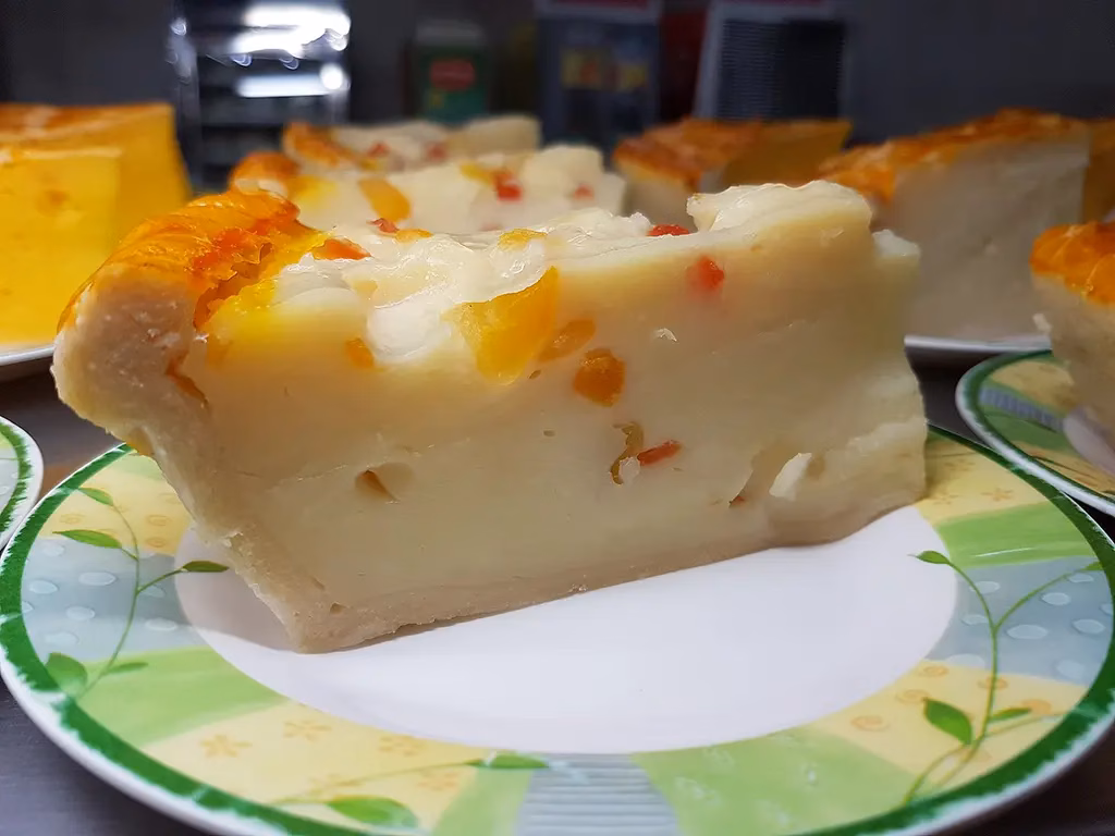This is one of my favorites! This is buko pie. This one is A version of buko pie with gulaman (agar jelly) as an additional add on.