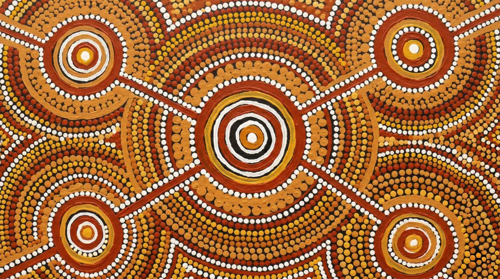 Aboriginal dot painting, Central Australian art, Alice Springs gallery, Araluen Cultural Precinct