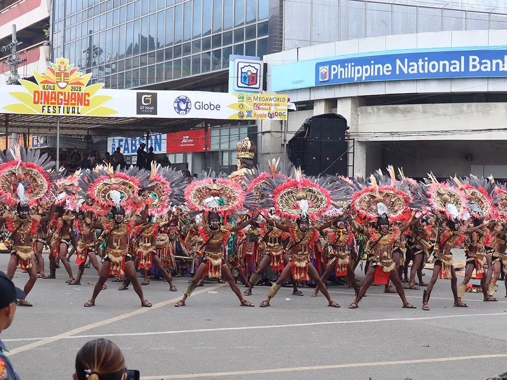 Dinagyang Barangay Teams Ledesma Judging Area near Iloilo City, Philippines.