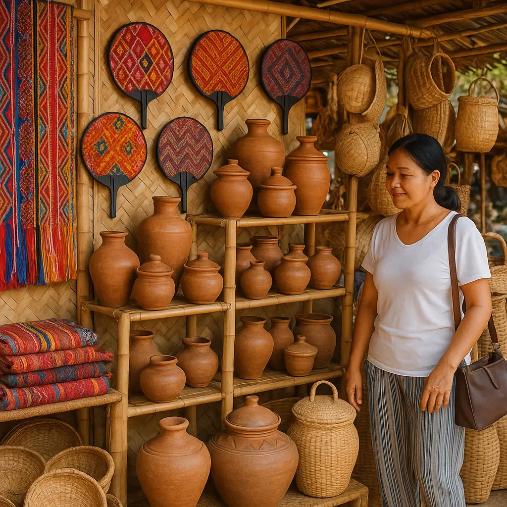 A photo of a local market selling Filipino traditional crafts.