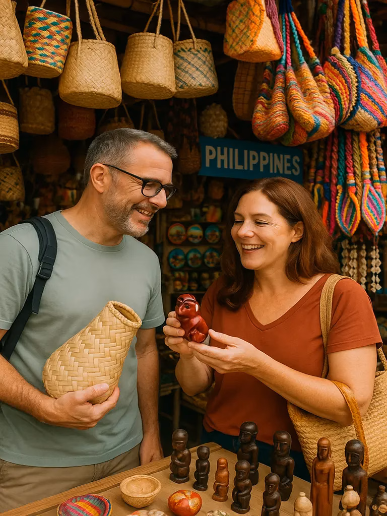 A couple looking for quality souvenirs while avoiding the typical tourist traps.