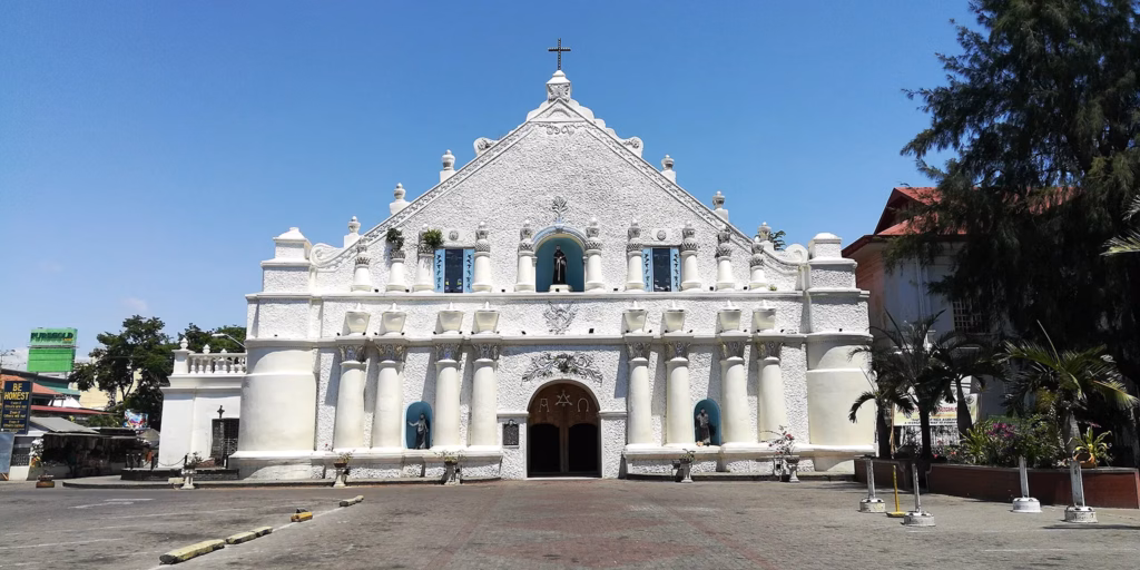 A picture of the facade of Saint William's Cathedral in Laog, Ilocos Norte, Philippines
