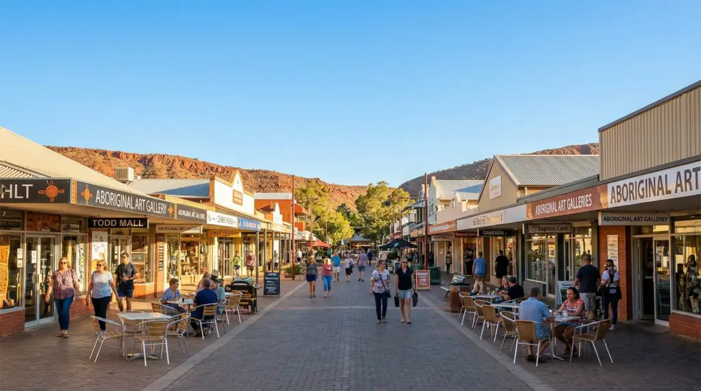 Alice Springs, Todd Mall, community residents, Northern Territory, Australia outback town