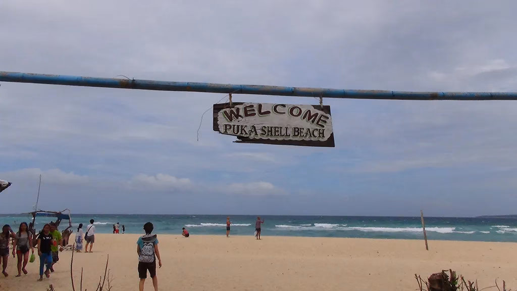 A picture of the sign at the Puka Shell Beach on Boracay Island.