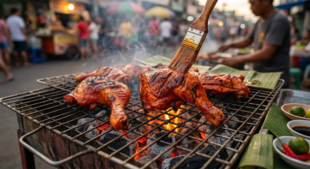 Chicken Inasal grilling charcoal annatto Bacolod Negros Occidental Philippines street food