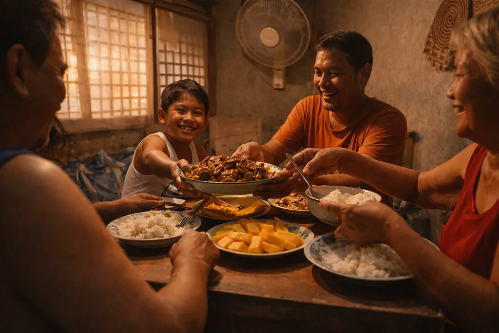 Filipino family homestay dinner experience in Malapascua Island with traditional local food