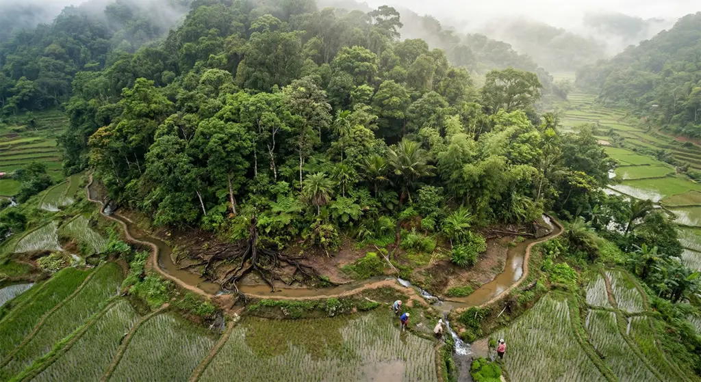 Muyong private forest plots above Ifugao rice terrace paddies, Cordillera mountains, Philippines