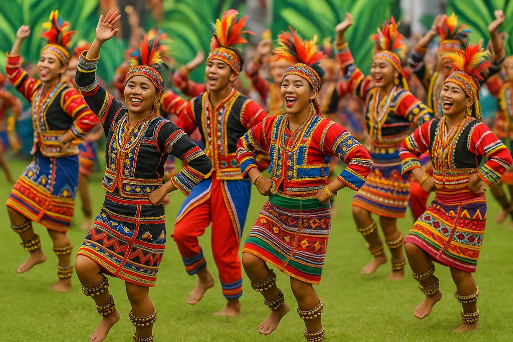 Indigenous performers in tribal dress at Kaamulan Festival Bukidnon