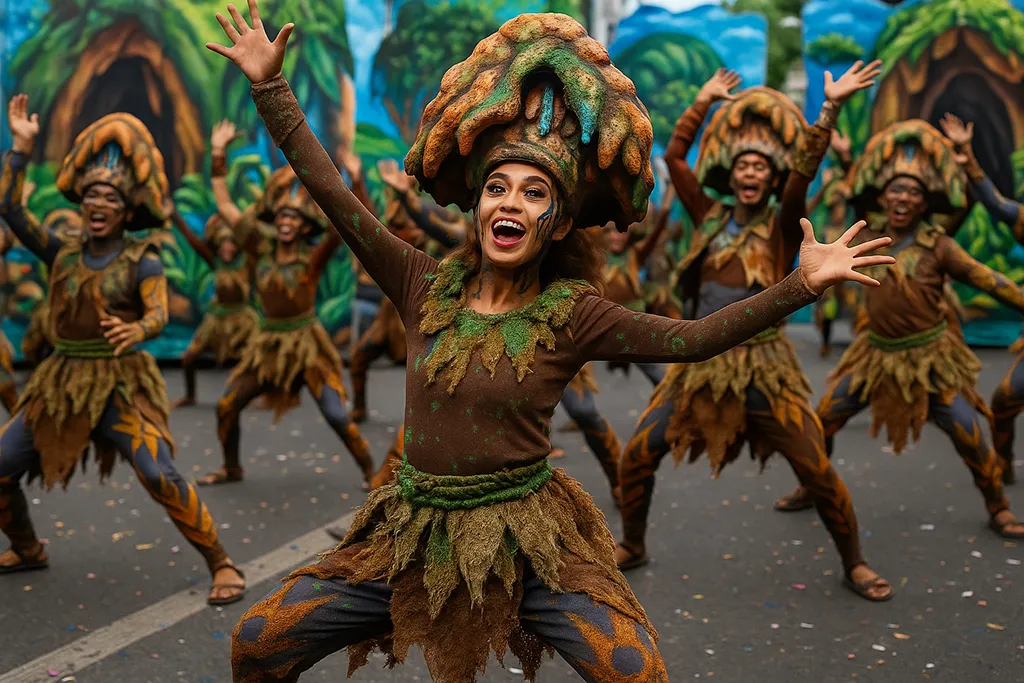 Dancers performing cave-inspired routines at Langub Festival in Mabinay