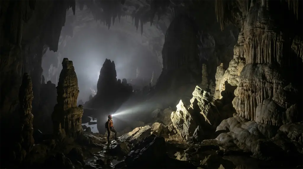 Solo traveler exploring Langun-Gobingob Cave Samar Philippines adventure tourism