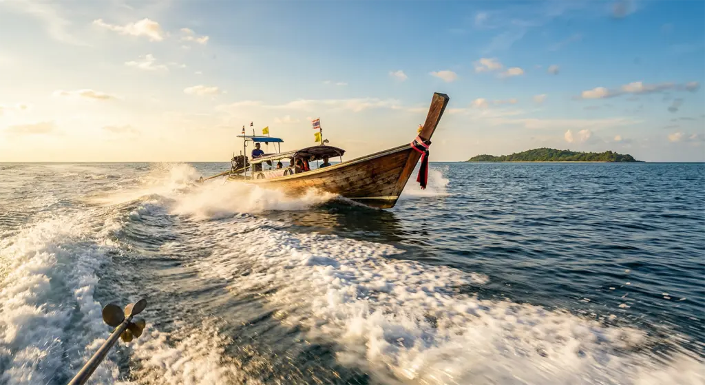 Long-tail boat crossing to Koh Kradan Trang Province Thailand Andaman Sea