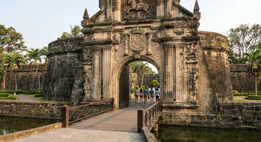 Fort Santiago stone walls and entrance gate, Intramuros Manila, Philippines