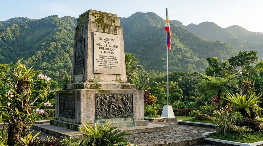 WWII guerrilla resistance memorial Negros Island, Philippines, Japanese occupation, 1942