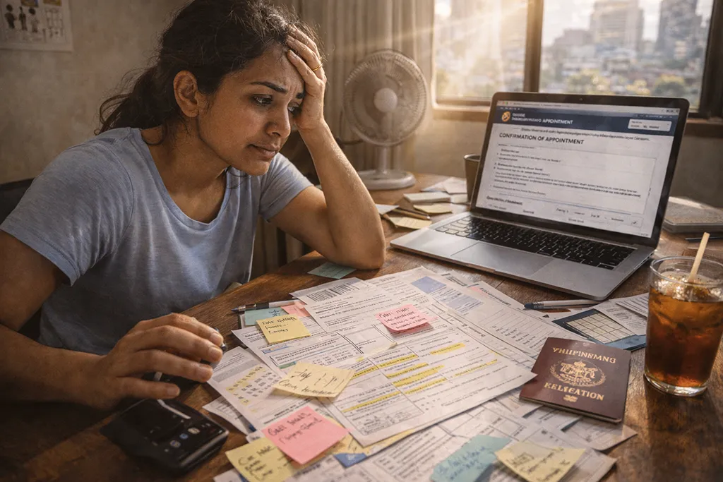 Expat handling Philippines visa paperwork and bureaucracy documentation