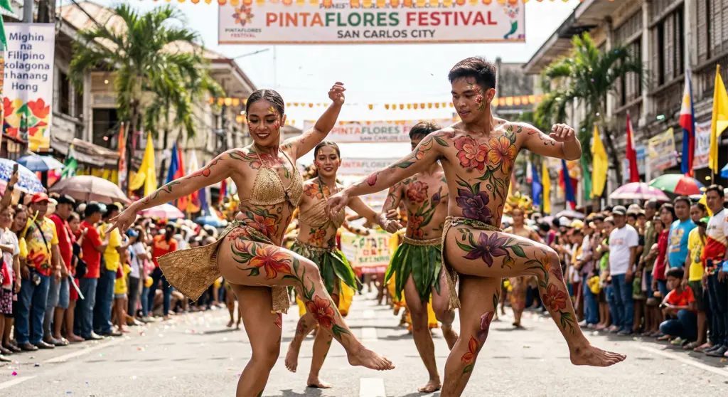 pintaflores festival body paint dancers san carlos negros occidental