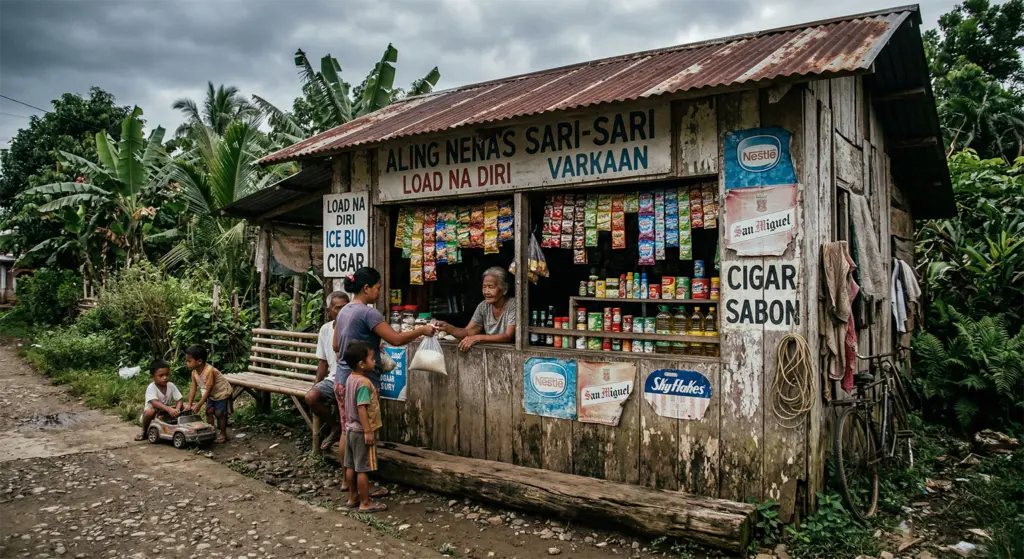 Traditional sari-sari store in rural Samar Philippines showing authentic local life