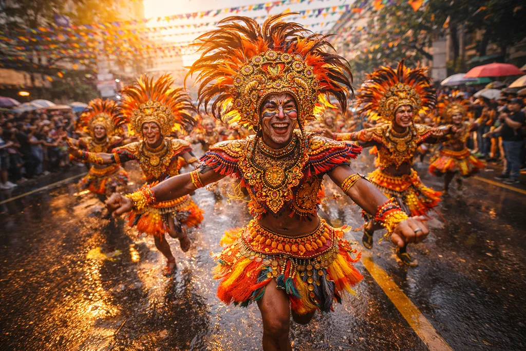 Sinulog Festival, Cebu, Philippines, 2026, street dancers, colorful costumes, cultural celebration.