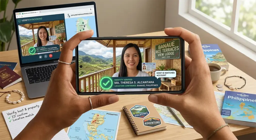 Video verification call with real Philippines tour operator to prevent scams