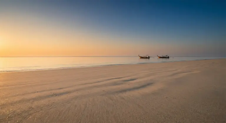 Koh Kradan western beach at sunset, Trang Province, Thailand hidden beaches