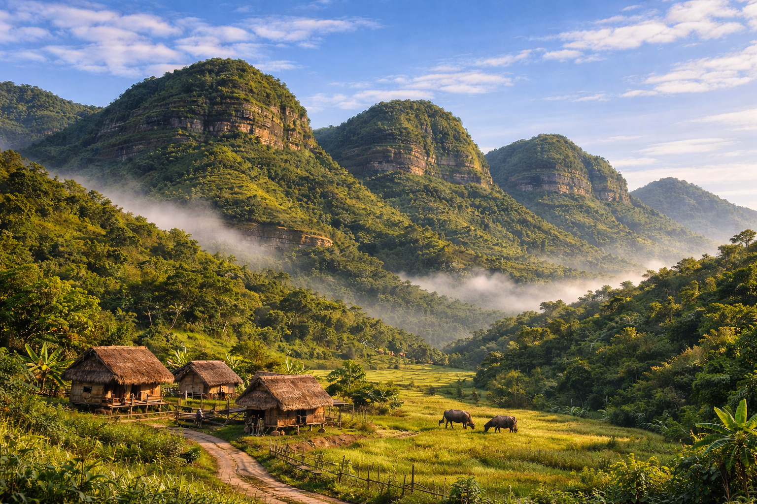 Negros Island karst limestone hills green interior Mabinay Negros Oriental Philippines